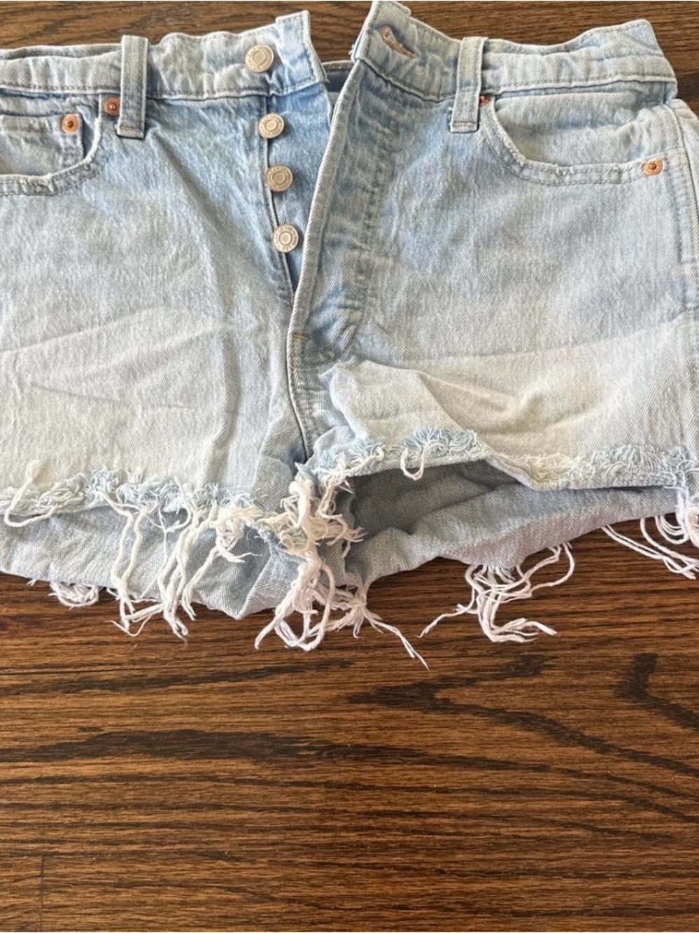GAP Light Blue Distressed Frayed Hem Denim Shorts